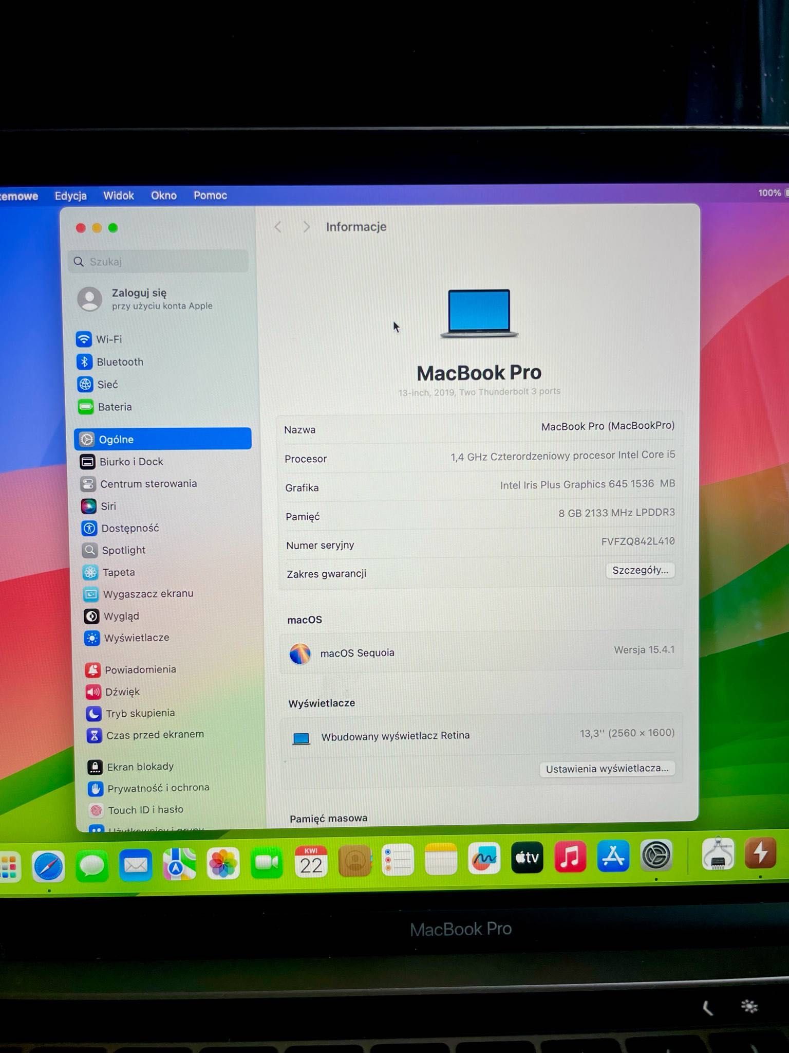 MacBook Pro A2251 i5 4x3,8/16GB/512GB/Iris Plus Graphics NOWA BAT 100%