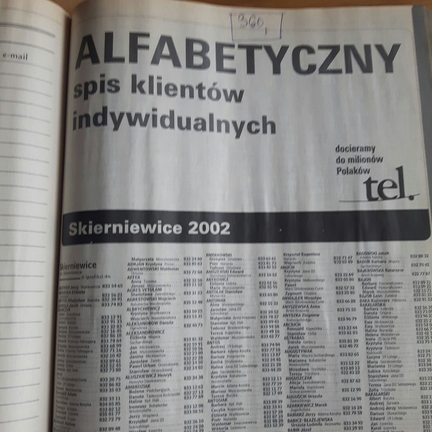 Książka telefoniczna Skierniewice i powiaty z roku 2002