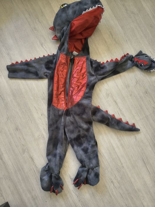 Strój smoka dinozaura realistyczny z wypchanym ogonem 92 2 lata