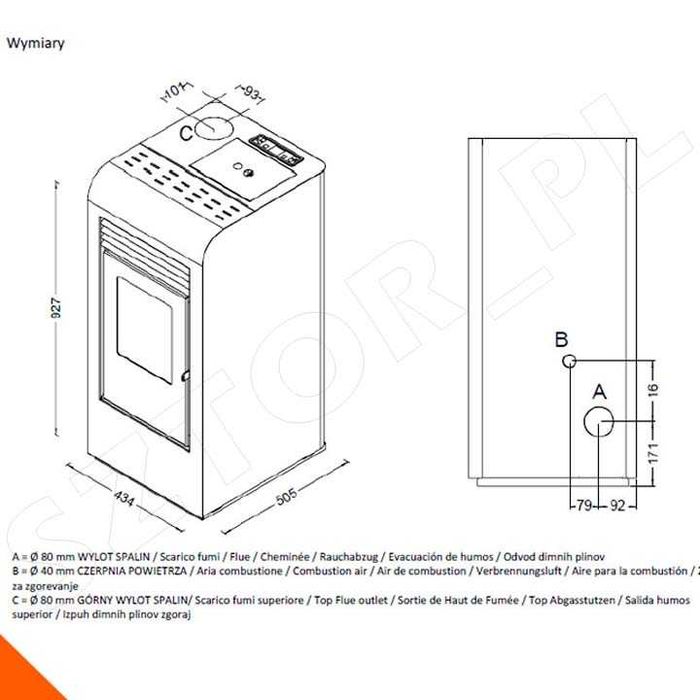 Piec piecyk kominek na pellet Eva Calor GIADA 9 kW