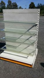Regaly metalowe modułowe półki szklane
