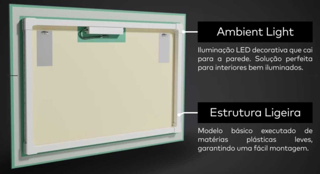 Espelho com iluminação LED para casa de banho 150cm x 90cm