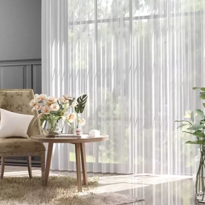 Firanka gotowa woal na taśmie z podwieszką Miria 120x250 cm biała