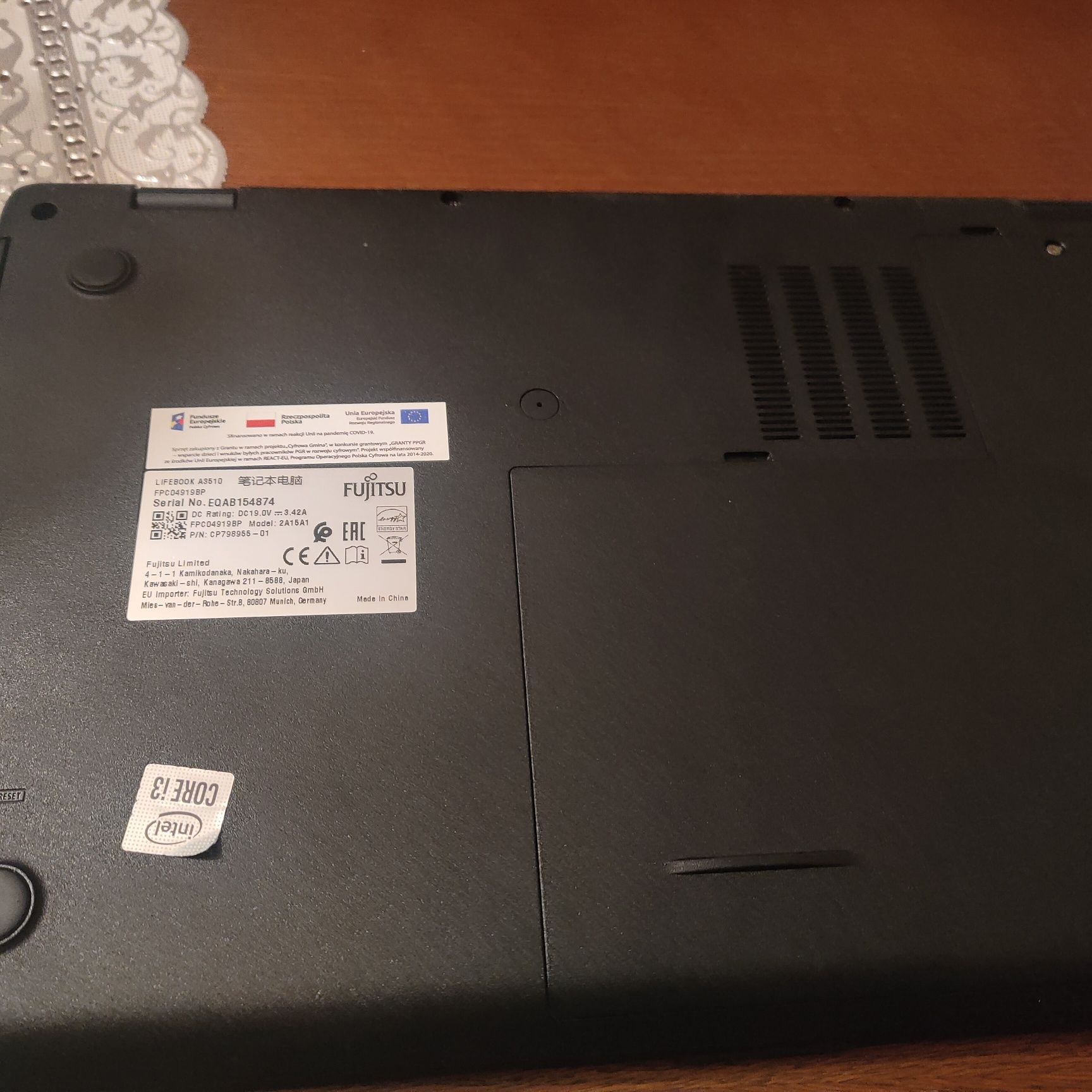Laptop Fujitsu Lifebook A3510
