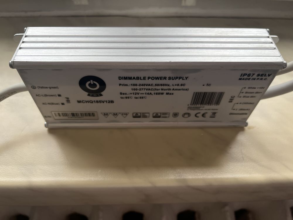 Zasilacz impulsowy 12V/15A DIMMING 3 w 1, silver case MCHQ185V12B-SC
