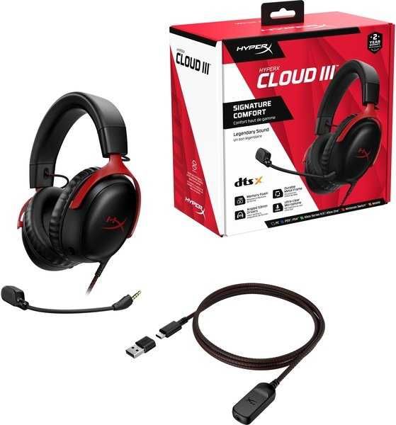 Навушники з мікрофоном HyperX Cloud III Black/Red (727A9AA)