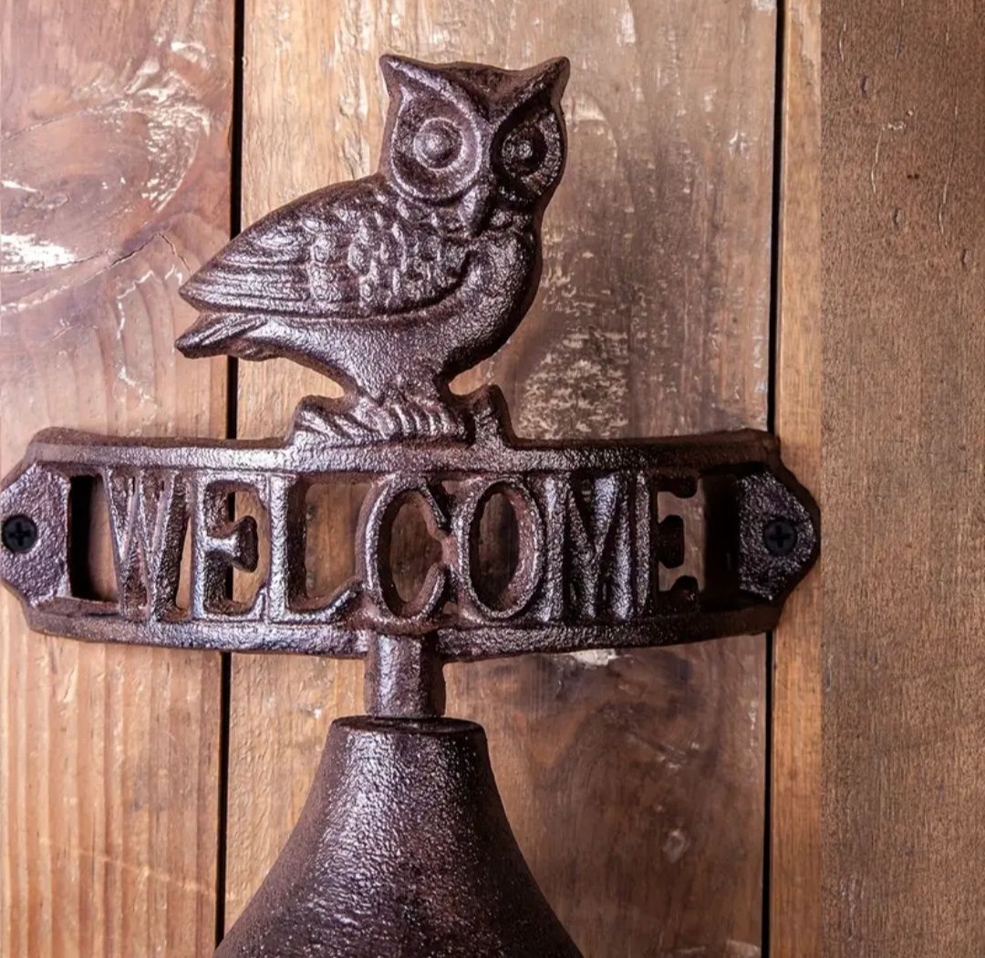 Coruja em Ferro Sino WELCOME