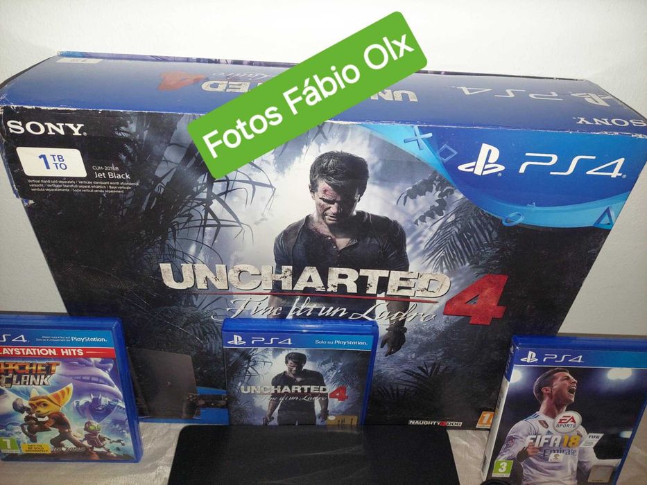 Ps4 Slim de 1 TB C/Caixa + 1 Comando Original + 3 Jogos Incluindo