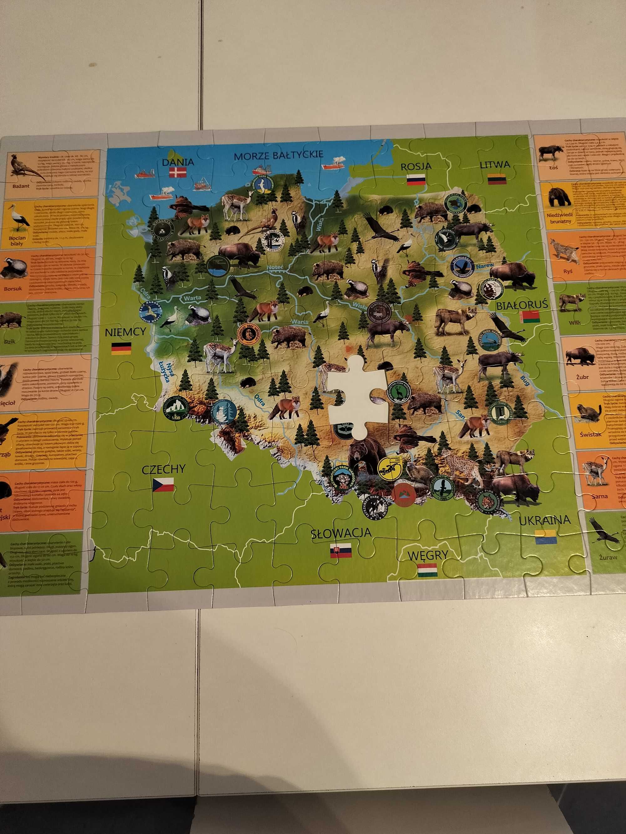 Dwustronne puzzle mapa Polski