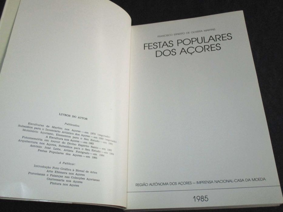 Livro Festas Populares dos Açores Francisco Martins