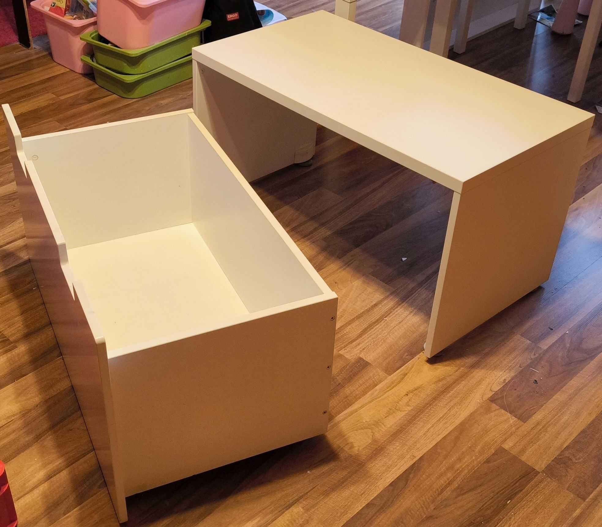 IKEA STUVA ławka z szufladą + materac SMASTAD pojemnik na zabawki