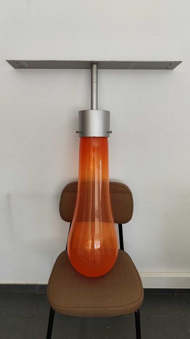 Candeeiro em Vidro e Suporte em Ferro