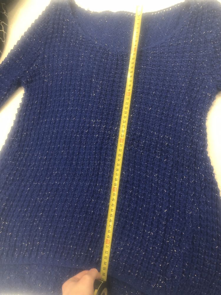Tanio piękny sweterek sweter brokat niebieski uniwersalny M L S luźny