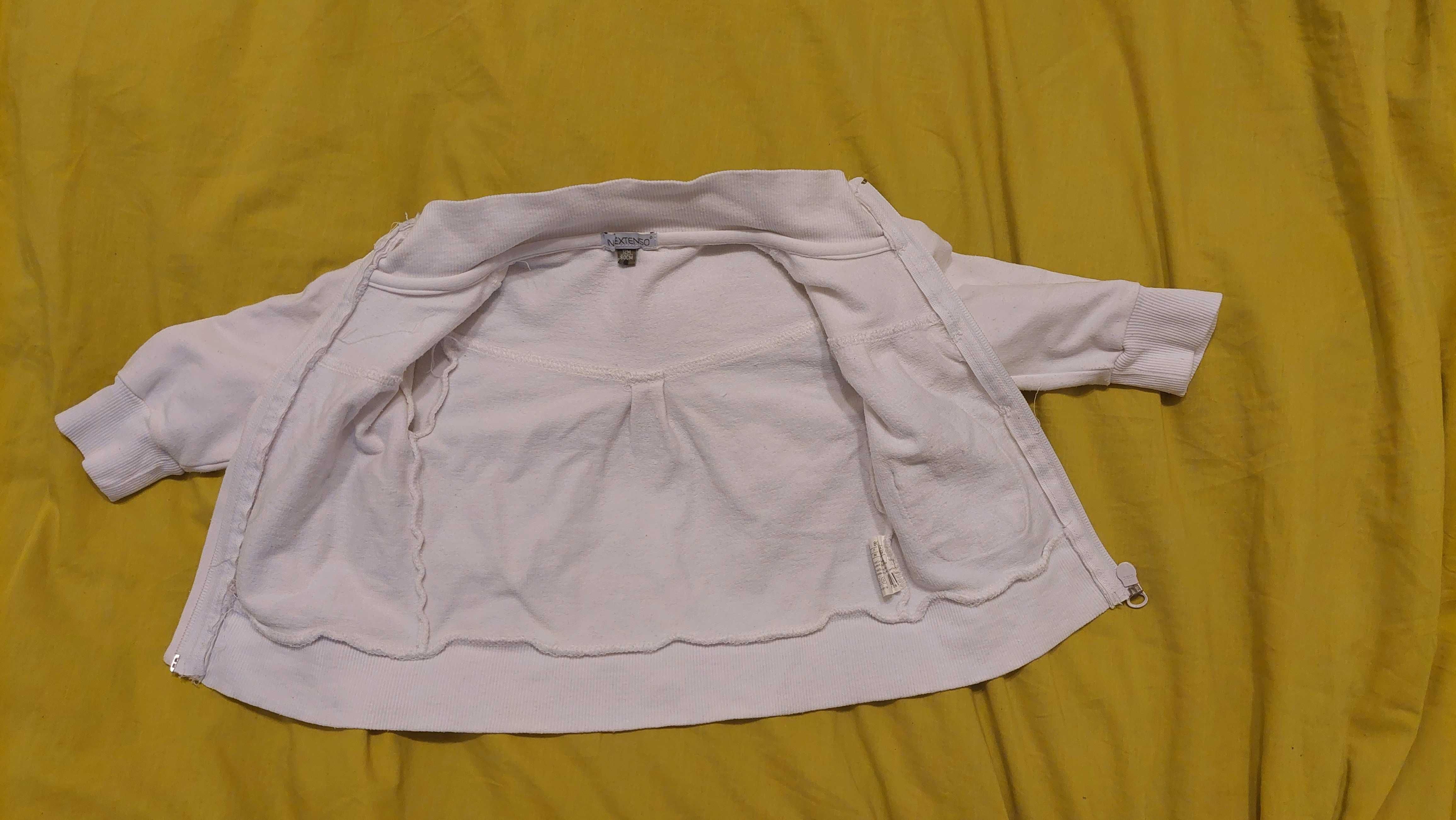 sweter dziewczęcy, biały, rozpinany r. 80