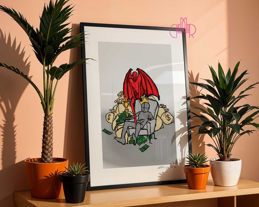 Plakat z motywem dobra i zła ,,Król"