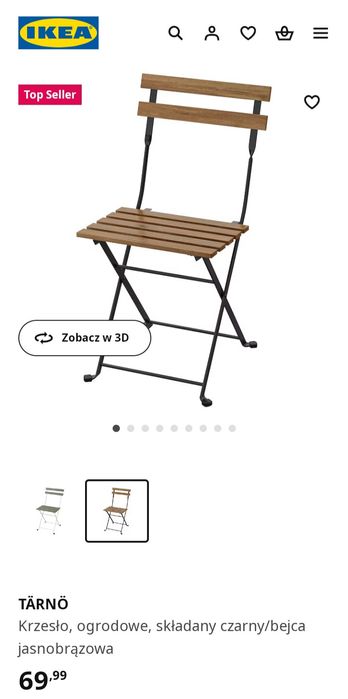 Składane krzesło balkonowe Ikea Tarno