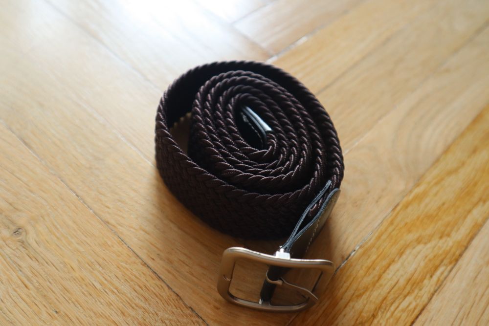 Pasek pleciony brązowy 105 cm