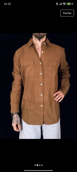 Camisa de Linho Massimo Dutti XL