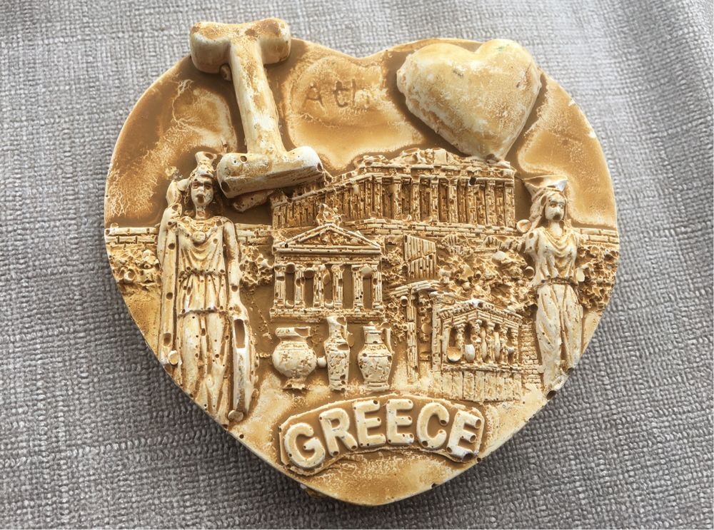 Magnes ceramiczny 3D z Grecji Grecja I love Greece serce