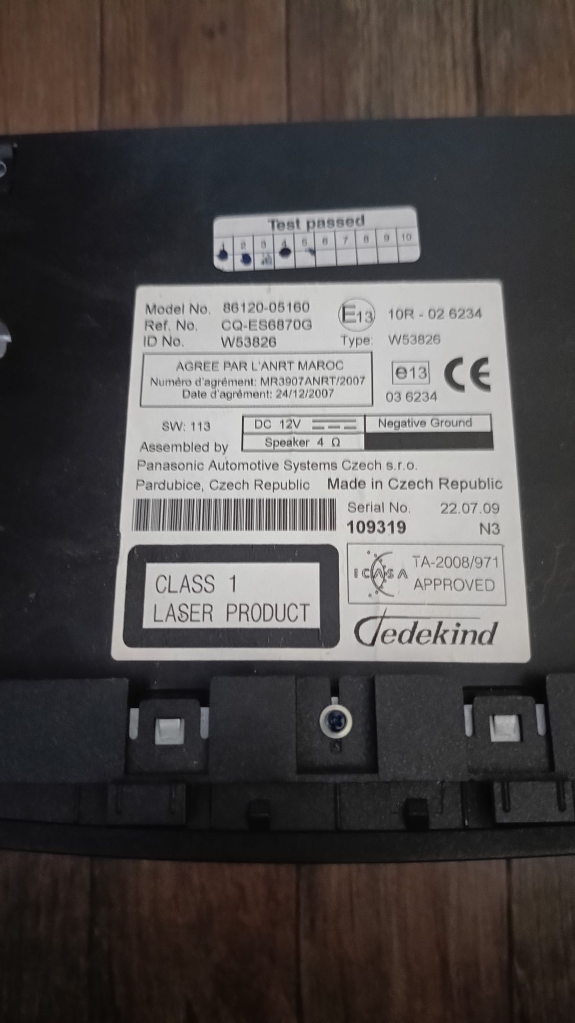Toyota Avensis Radio CD model W53826