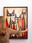 Quadro de arte contemporânea "Five Cats"