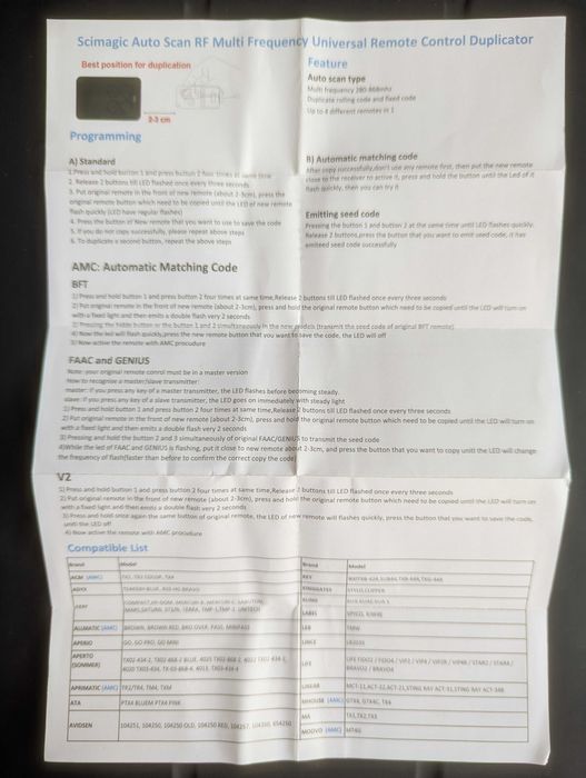 Comando de garagem universal