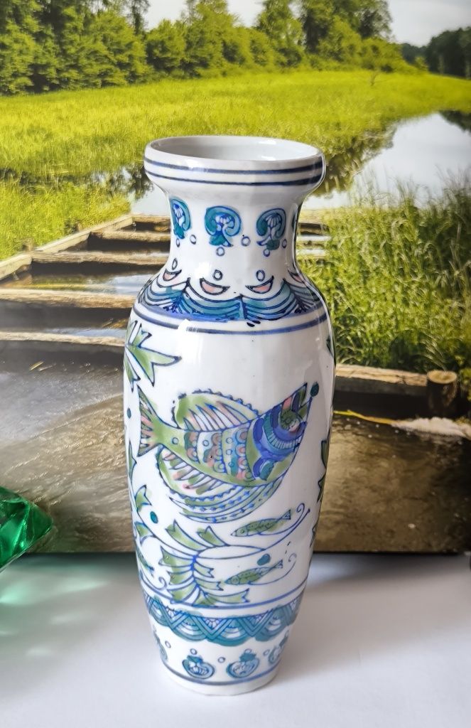 Wazon ręcznie malowany piękna stara porcelana