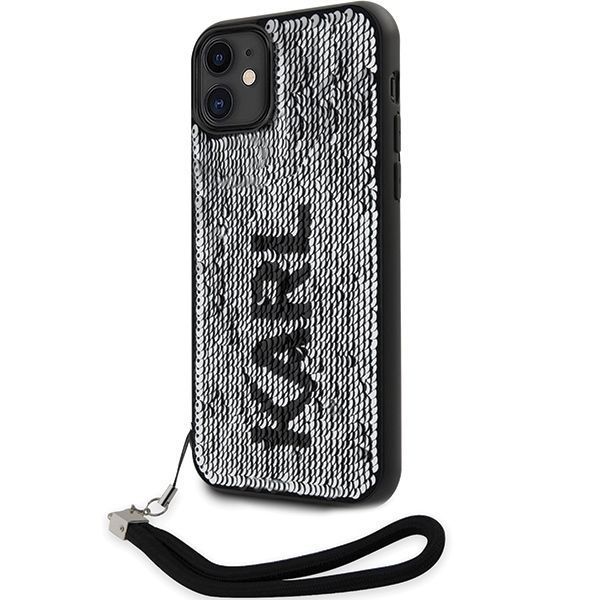 Etui Karl Lagerfeld Sequins Cord do iPhone 11/Xr 6,1" - Srebrno-czarny