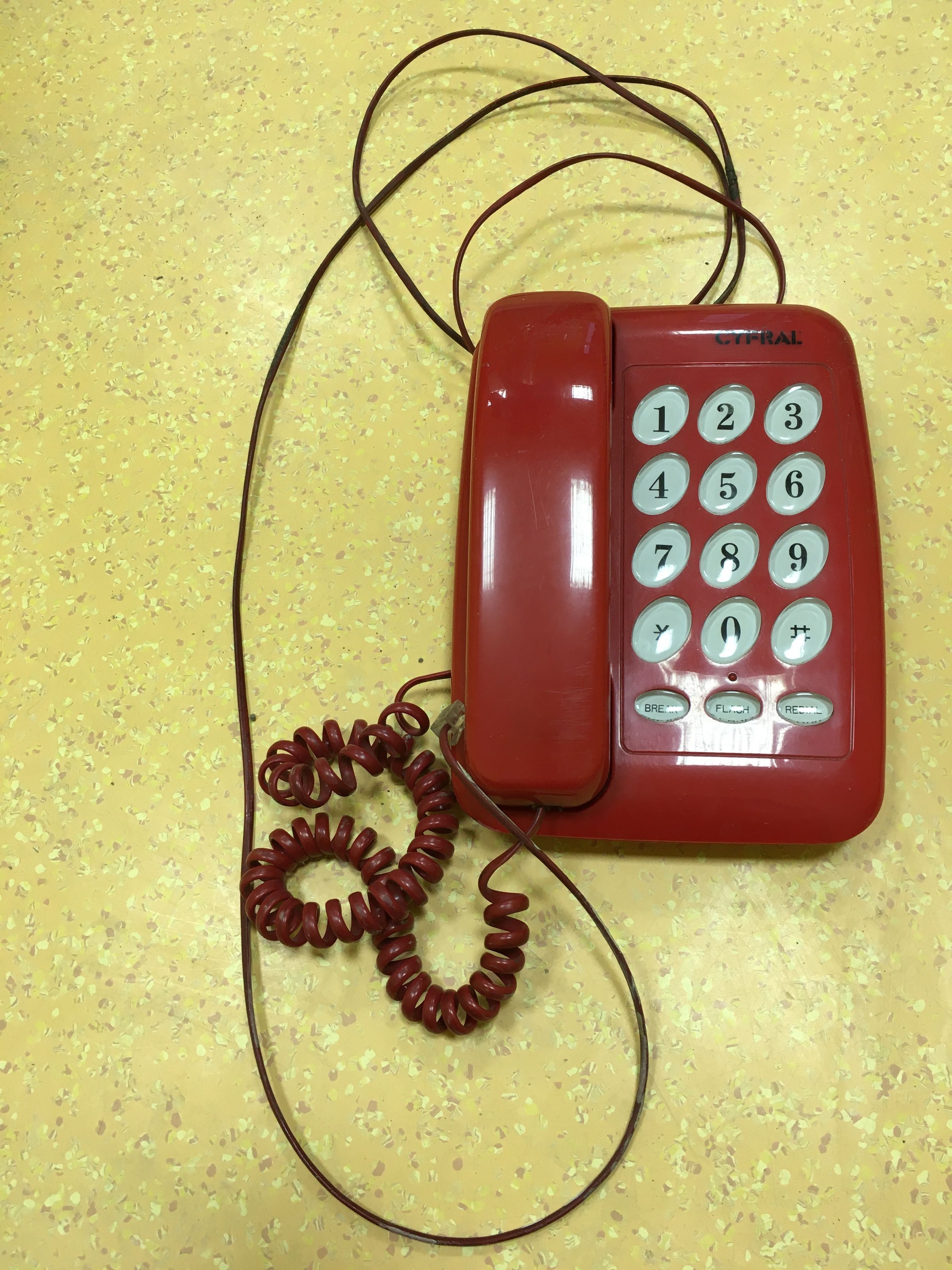 Cyfral telefon ze słuchawką czerwony PRL