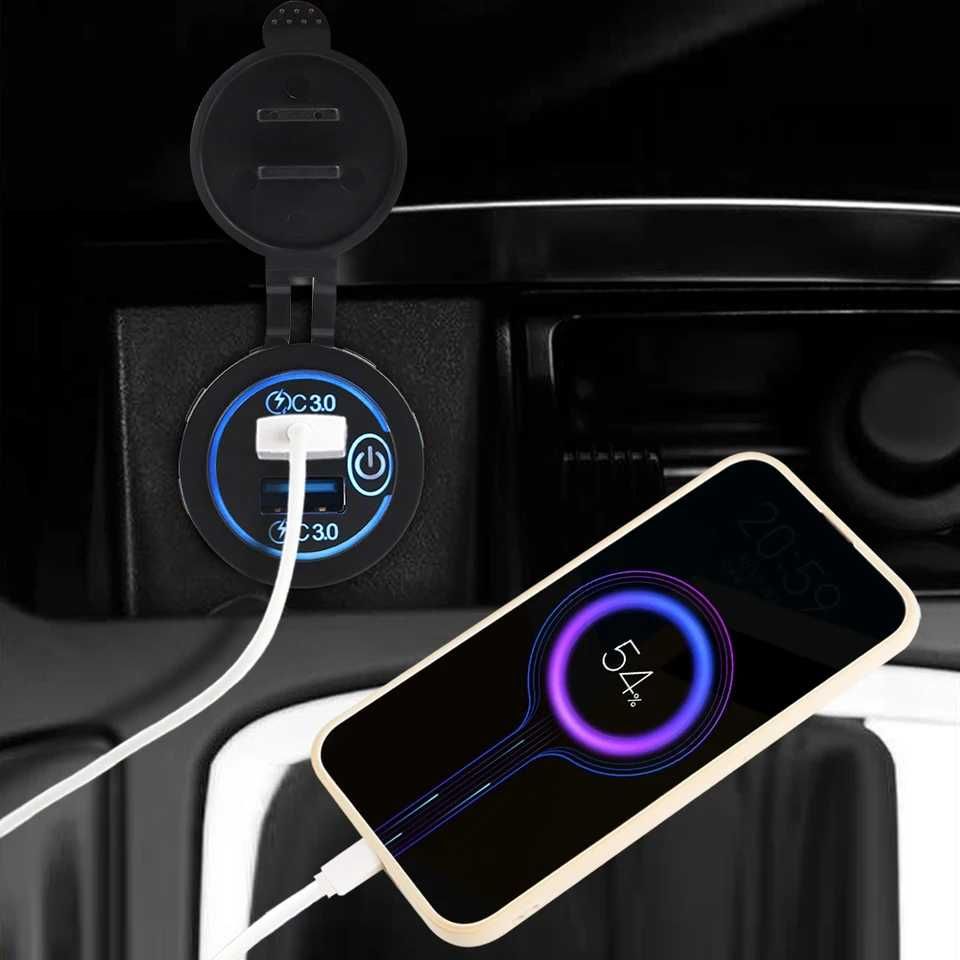 Автомобільна швидка usb зарядка для гаджетів qs 3.0 12-24в