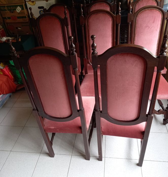 Cadeiras de madeira e veludo - conjunto de 4