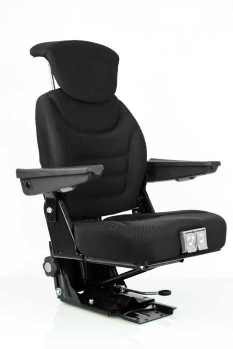Fotel siedzenie ciągnikowe komfortowe materiałowe + podłokietnik (czar