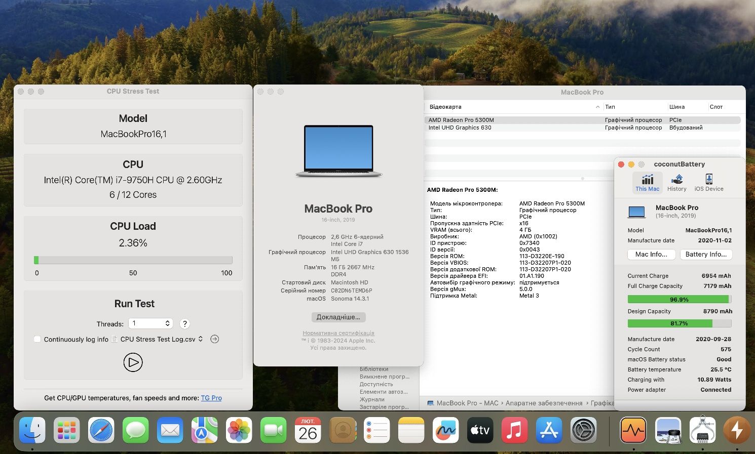 Apple MacBook Pro 16 (A2141) 16″ i7-9750H, 16Gb RAM, 512Gb SSD, 2020р