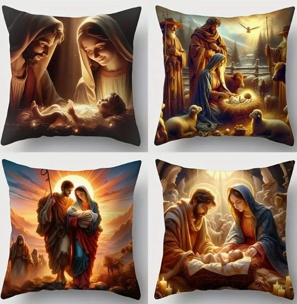 Świąteczne poszewki na poduszki 4 szt 45x45cm Polecam!