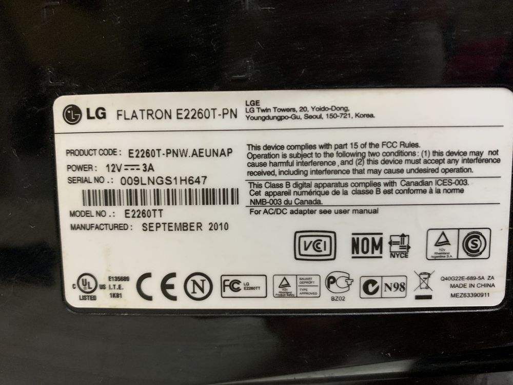 Монитор Lg Flatron E2260T