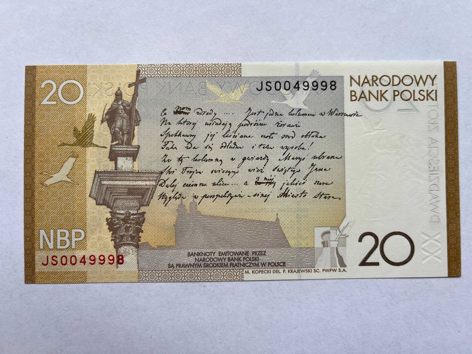 20 ZŁ Banknot 200-lecie urodzin Juliusza Słowackiego nr. 4998