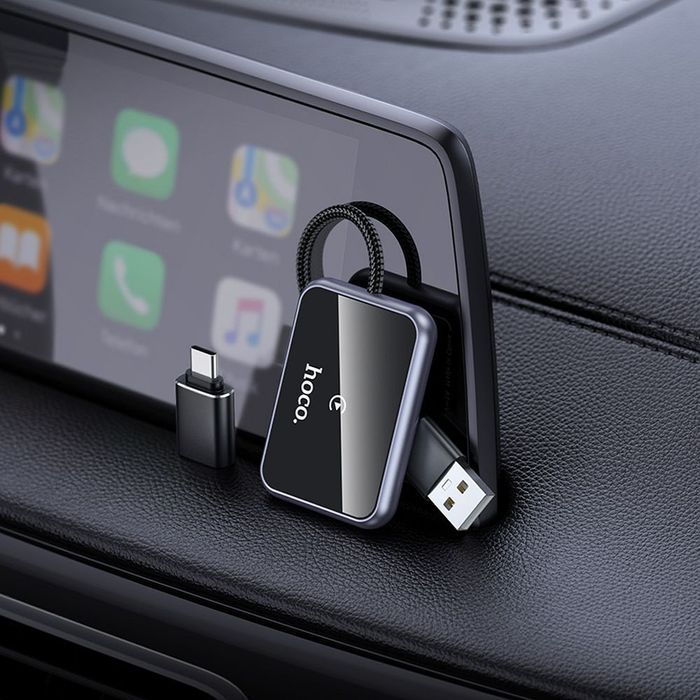 Bezprzewodowy adapter CarPlay Hoco USB A / USB C HU1 czarny