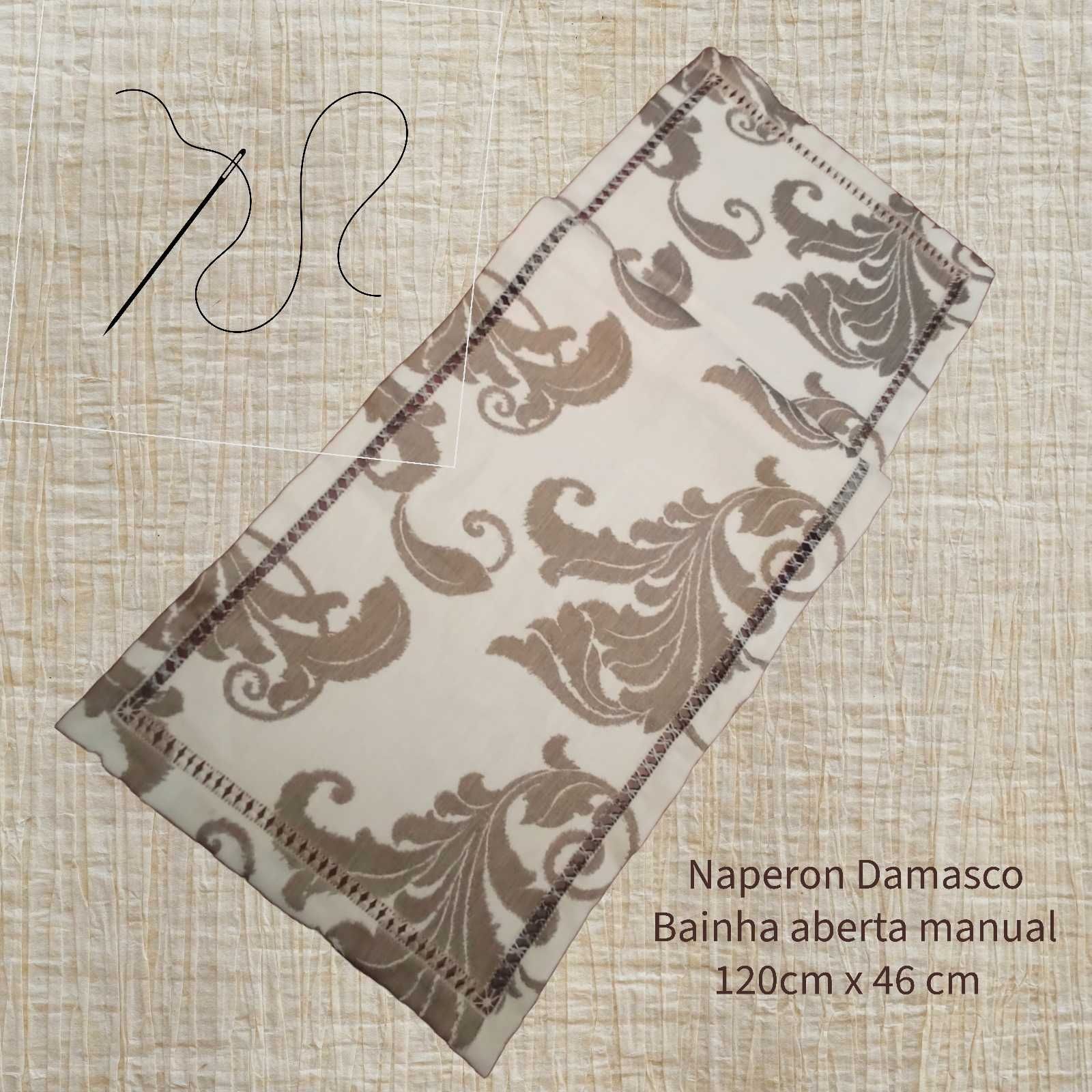 Naperon de mesa em tecido damasco com bainha aberta manual