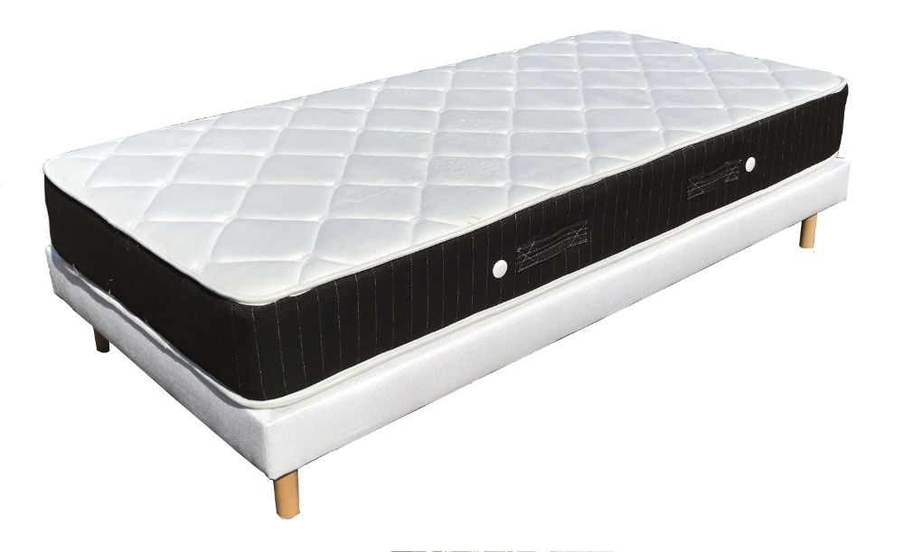 Cama Estofada Solteiro e Colchão Ortopédico - Branco