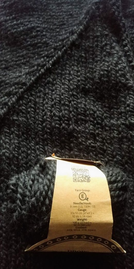 Sweter kardigan gruby ciepły długi alpaka wełna czarny M oversize