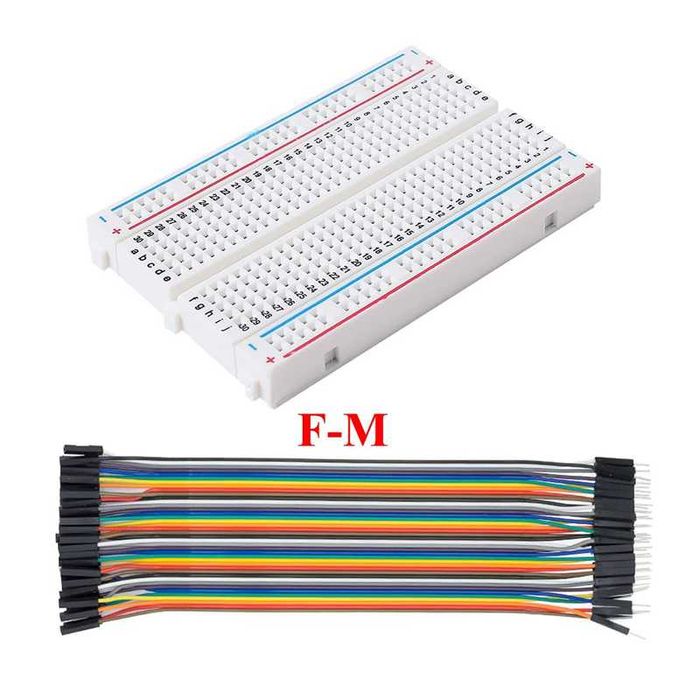 NOVO - Placa de ensaio ''Bread board'' 400 pontos + 40 Cabos Ligação