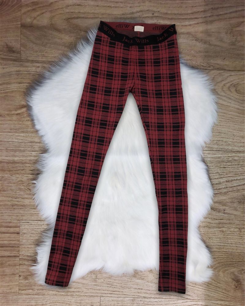 Spodnie dresy leggisy Jack Wills rozmiar XS czerwone kratka w kratę