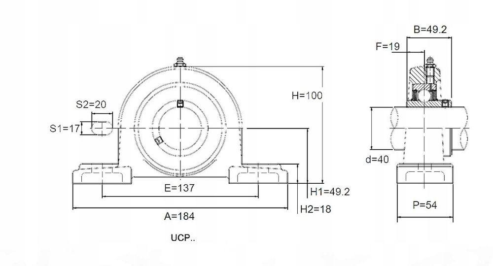 UCP 208 Łożysko Samonastawne w Oprawie UCP208