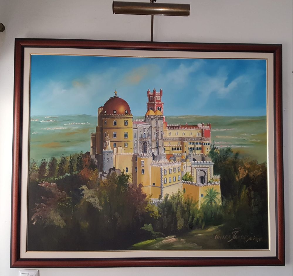 Quadros pintura oleo com candeeiro