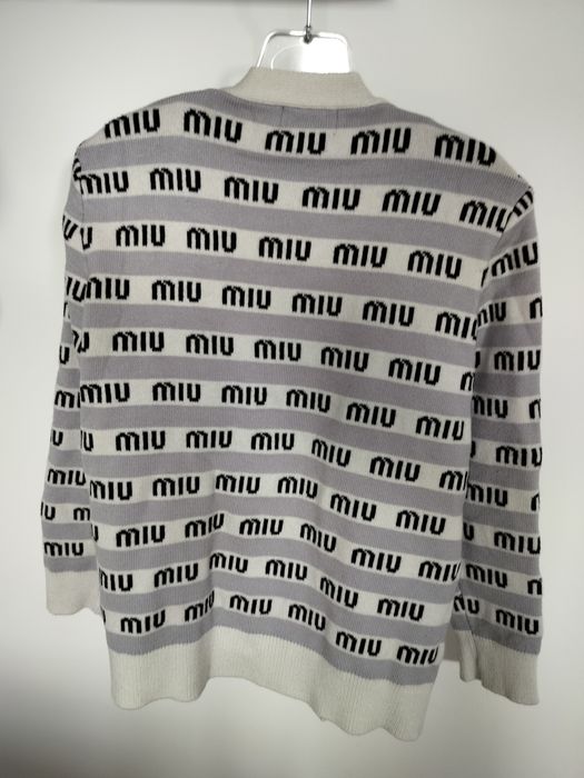Szary sweter w paski Miu Miu S M