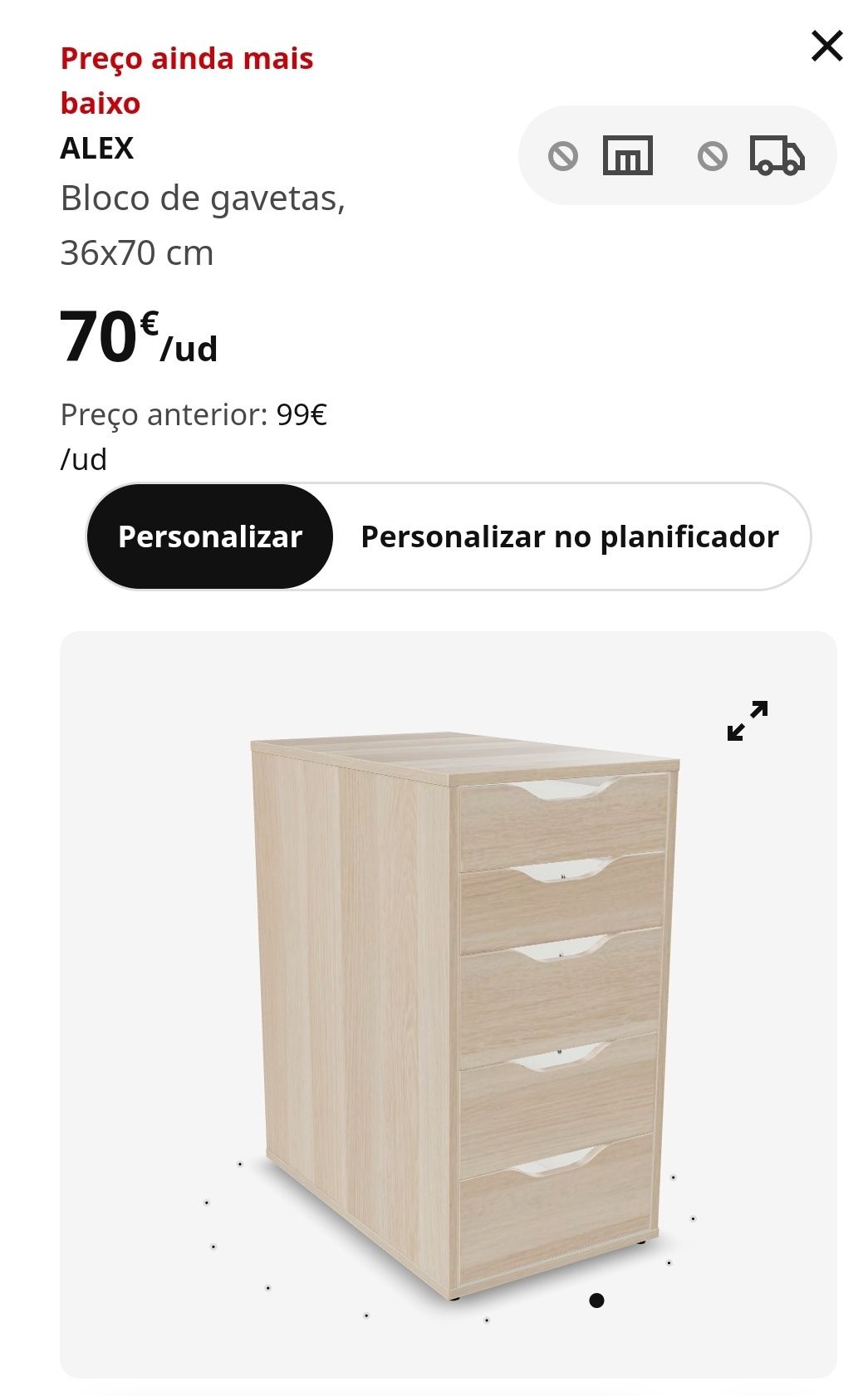 IKEA ALEX Bloco de Gavetas 36x90 ( como novo )