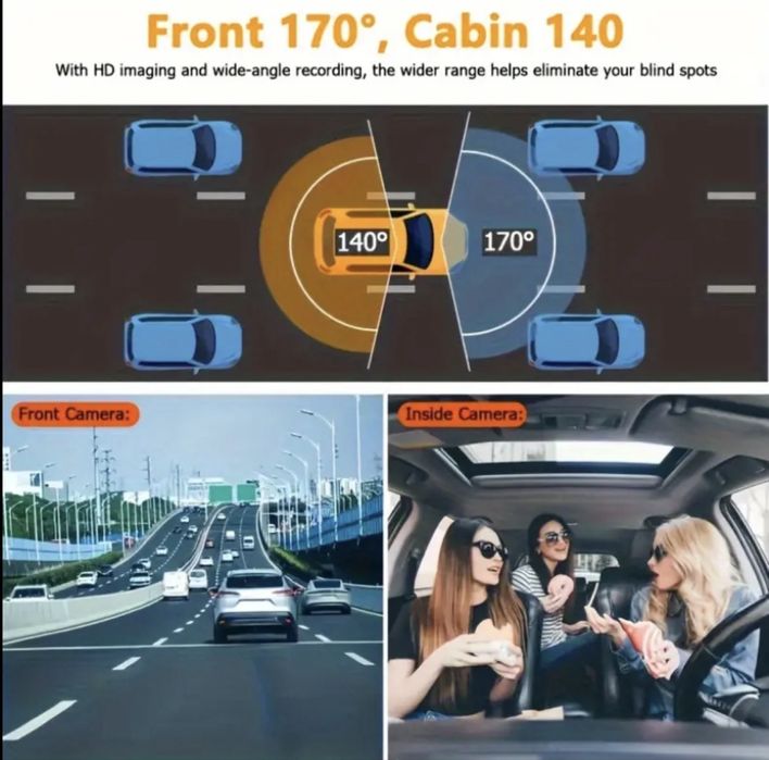 Відеореєстратор автомобільний з камерою салону