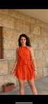 Conjunto laranja com folhos