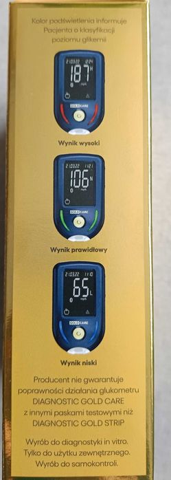 Glukometr DIAGNOSTIC GOLD CARE "Bluetooth"+ 2x50 szt pasków gratis POL