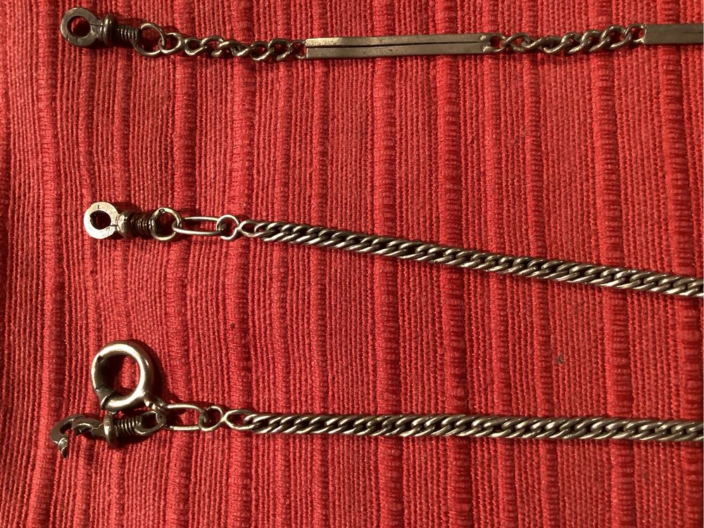 Prata 5 peças antigas. Pulseiras e cordões de relógio. Excepcional.
